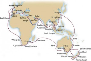 Queen Mary 2 World Cruise 2013 Map